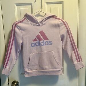 Adidas Kids Light Pink Hoodie with Stripes